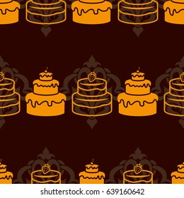 Pattern. Background texture. cakes, ice cream, coffee, croissant.