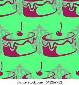 Pattern. Background texture. cakes, ice cream, coffee, croissant.