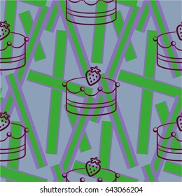 Pattern. Background texture. cakes, ice cream, coffee, croissant.