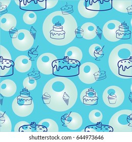 Pattern. Background texture. cakes, ice cream, croissant.