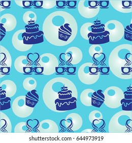 Pattern. Background texture. cakes, ice cream, coffee