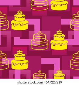 Pattern. Background texture. cakes, ice cream, coffee, croissant.