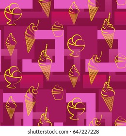 Pattern. Background texture. cakes, ice cream, coffee, croissant.