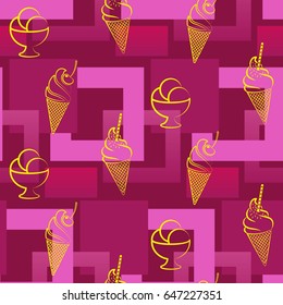 Pattern. Background texture. cakes, ice cream, coffee, croissant.