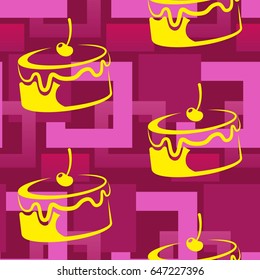 Pattern. Background texture. cakes, ice cream, coffee, croissant.