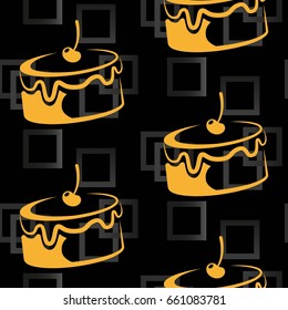 Pattern. Background texture. cakes, ice cream, coffee, croissant.