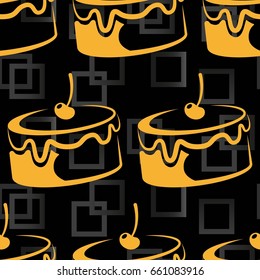Pattern. Background texture. cakes, ice cream, coffee, croissant.