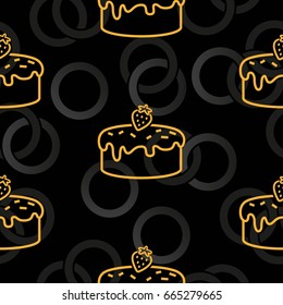 Pattern. Background texture. cakes, ice cream, coffee, croissant.