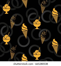 Pattern. Background texture. cakes, ice cream, coffee, croissant.