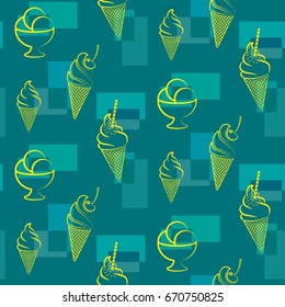 Pattern. Background texture. cakes, ice cream, coffee, croissant.