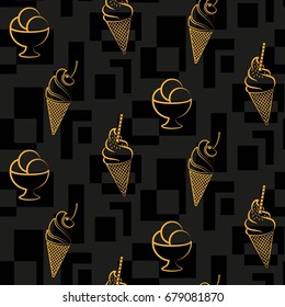 Pattern. Background texture. cakes, ice cream, coffee, croissant.