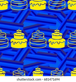 Pattern. Background texture. cakes, ice cream, coffee, croissant.