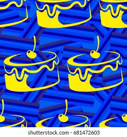 Pattern. Background texture. cakes, ice cream, coffee, croissant.