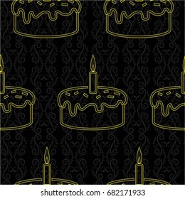 Pattern. Background texture. cakes, ice cream, coffee, croissant.