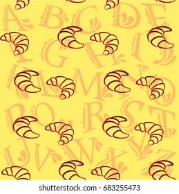 Pattern. Background texture. cakes, ice cream, coffee, croissant.