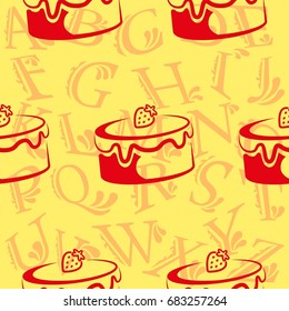 Pattern. Background texture. cakes, ice cream, coffee, croissant.