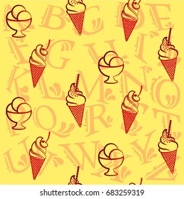 Pattern. Background texture. cakes, ice cream, coffee, .