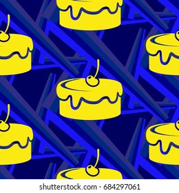 Pattern. Background texture. cakes, ice cream, coffee, croissant.