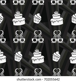 Pattern. Background texture. cakes, ice cream, coffee, croissant.