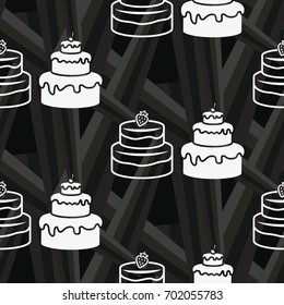 Pattern. Background texture. cakes, ice cream, coffee, croissant.