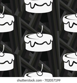 Pattern. Background texture. cakes, ice cream, coffee, croissant.