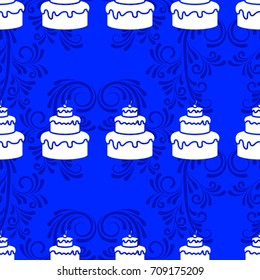 Pattern. Background texture. cakes, ice cream, coffee, croissant.