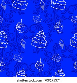 Pattern. Background texture. cakes, ice cream, coffee, \.