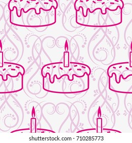 Pattern. Background texture. cakes, ice cream, coffee, croissant.