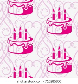 Pattern. Background texture. cakes, ice cream, coffee, croissant.
