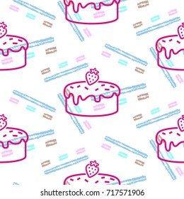 Pattern. Background texture. cakes, ice cream, coffee, croissant.