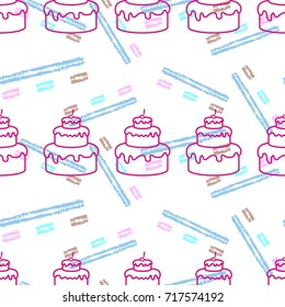 Pattern. Background texture. cakes, ice cream, coffee, croissant.