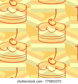 Pattern. Background texture. cakes, ice cream, coffee, croissant.