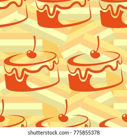 Pattern. Background texture. cakes, ice cream, coffee, croissant.