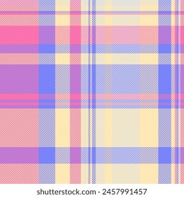 Pattern background texture of check seamless fabric with a plaid textile tartan vector in blue and light colors.