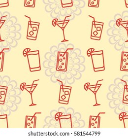 Pattern. Background texture. Cocktail, shake, drink, juice, glass.