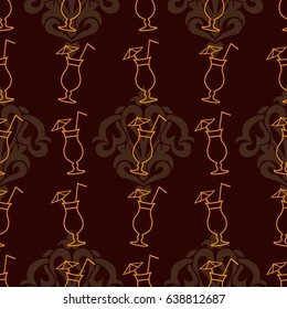 Pattern. Background texture. Cocktail, shake, drink, juice, glass.