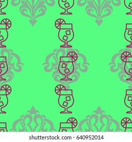 Pattern. Background texture. Cocktail, shake, drink, juice, glass.