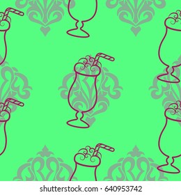 Pattern. Background texture. Cocktail, shake, drink, juice, glass.