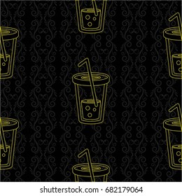 Pattern. Background texture. Cocktail, shake, drink, juice, glass.