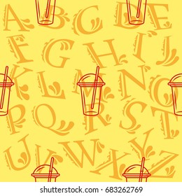 Pattern. Background texture. Cocktail, shake, drink, juice, glass.