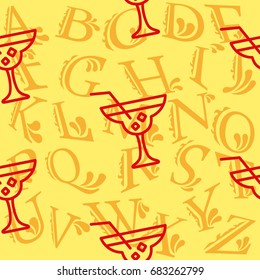 Pattern. Background texture. Cocktail, shake, drink, juice, glass.