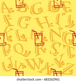 Pattern. Background texture. Cocktail, shake, drink, juice, glass.