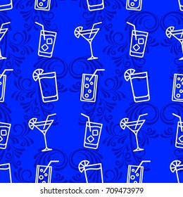 Pattern. Background texture. Cocktail, shake, drink, juice, glass.