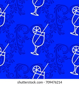 Pattern. Background texture. Cocktail, shake, drink, juice, glass.