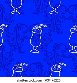 Pattern. Background texture. Cocktail, shake, drink, juice, glass.