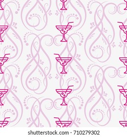 Pattern. Background texture. Cocktail, shake, drink, juice, glass.