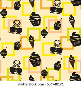 Pattern. Background texture, ice cream, coffee.