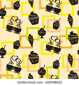 Pattern. Background texture, ice cream, coffee.