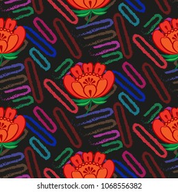  pattern. Background texture.  Vector illustration. Stylish abstract flowers.