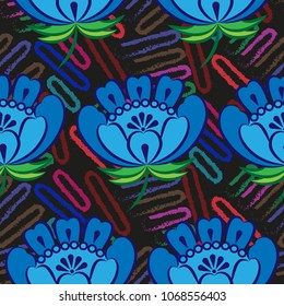  pattern. Background texture.  Vector illustration. Stylish abstract flowers.